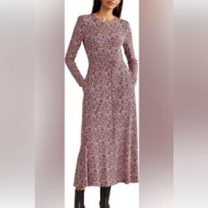 Boden Pink Floral Long Sleeve Dress